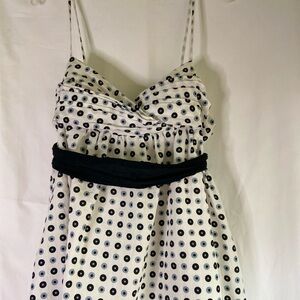 Y Apparel black on cream circular geometric print sundress  SZ  L